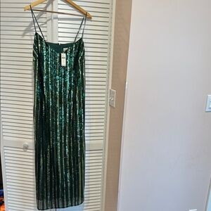 Green Sequin Striped Dress